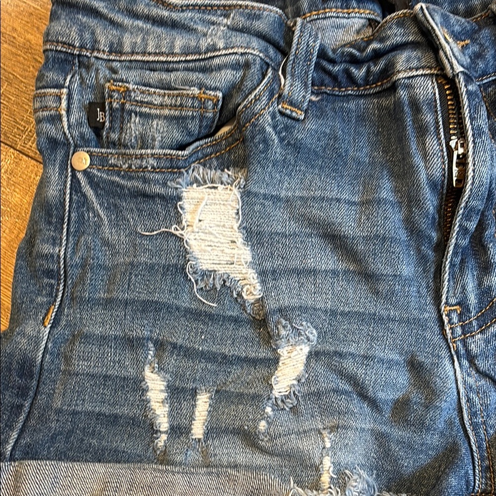 Judy Blue Distressed Blue Jean Shorts - Picture 6 of 8
